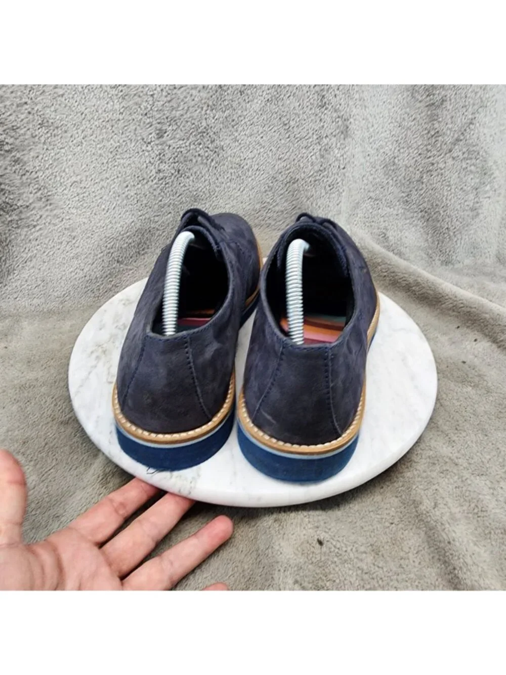 Bar III Shoes Mens Size 10.5 Blue Nubuck Leather Lace Up Oxfords *Read*